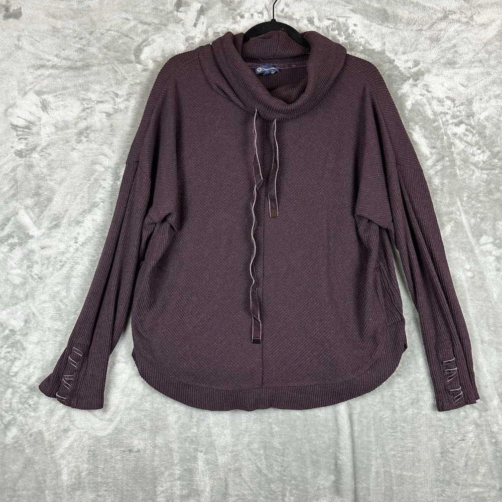 Democracy Sweater Women's XL Plum Purple Cowl Neck Pullover Textured Ribbed